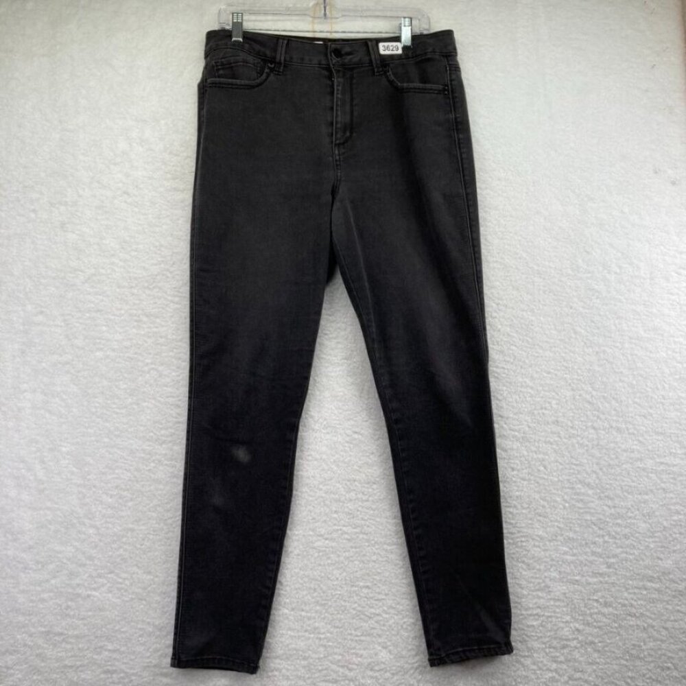 Seven 7 Womens High Rise Skinny Jean 12 Black Dark Wash Skin Fit Denim‎ Stretch